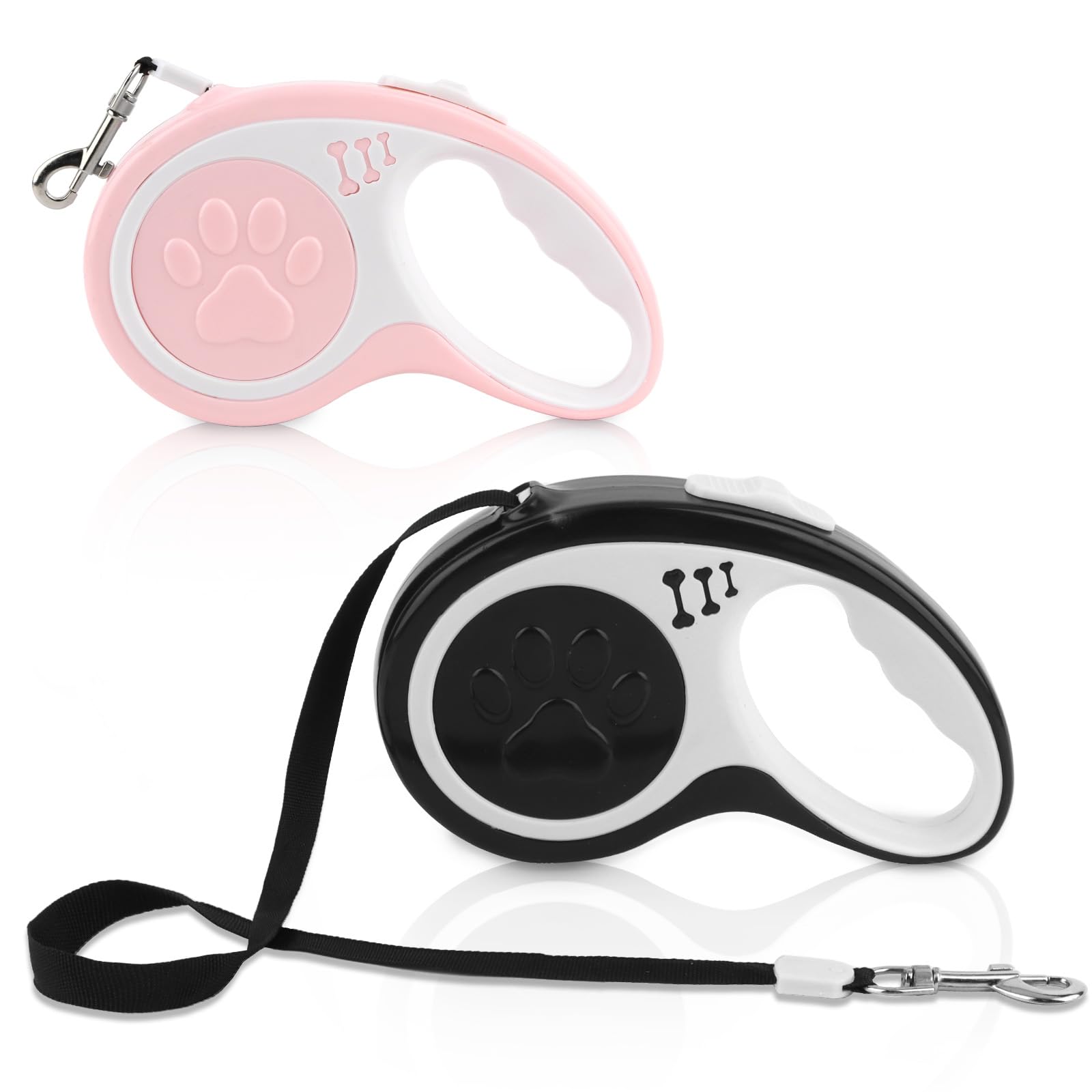 Esitrormi 2 Pack Retractable Dog Lead 5m Black Pink