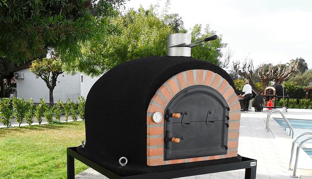 MOVELAR - Horno de Leña Exterior de Obra GRAN CANÁRIA (Negro - 80 x 80 x 65 cm) - Horno de obra exterior pequeño, cocción con leña, aislado con corcho, 3 mantas cerámicas - REF: M00127