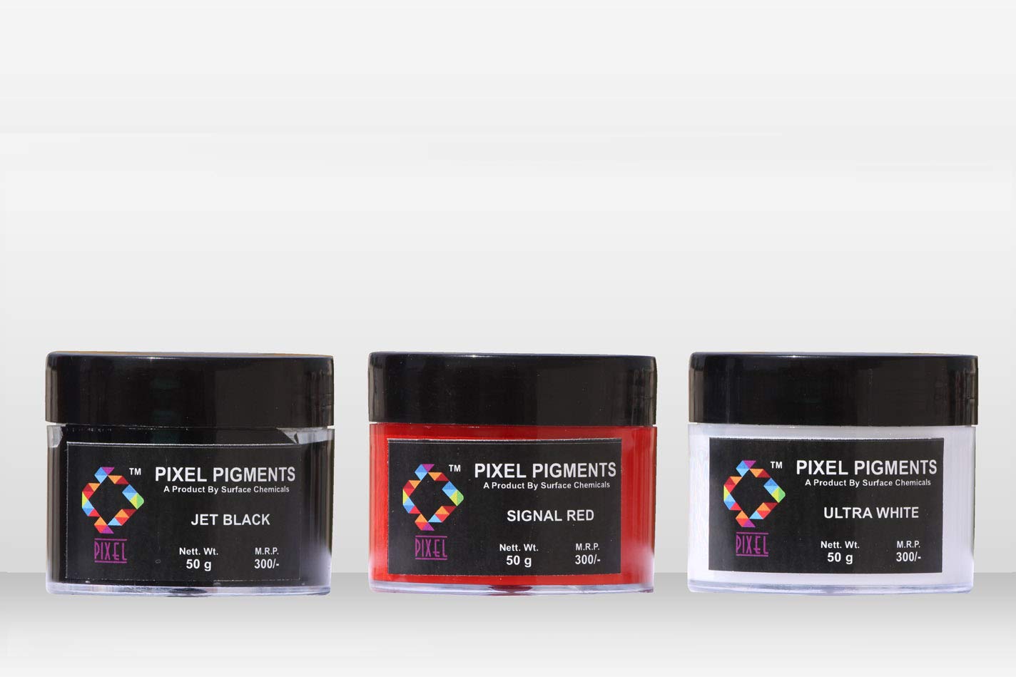PIXEL PIGMENTS , Combo of Selected Epoxy Resin Art Colors (Set of 3 - Jet Black , Signal Red , Ultra White)