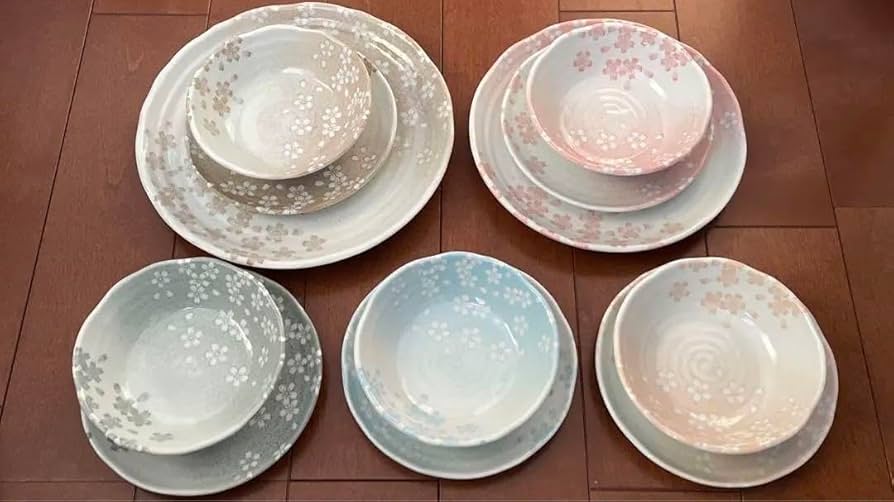 Amazon.co.jp: 花みずき 竹斎 来客揃 大皿 中皿 小鉢 食器 桜 12