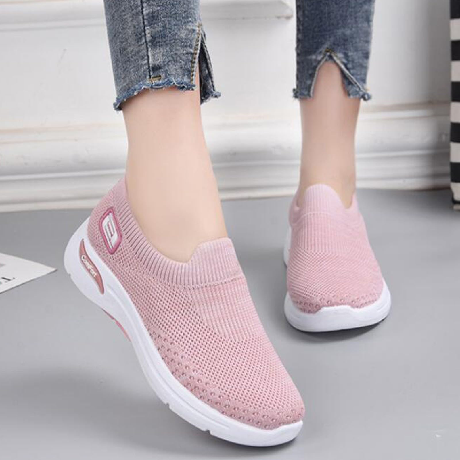 Zapatillas deportivas para mujer suaves transpirables de malla sólida planas para correr tenis primavera verano