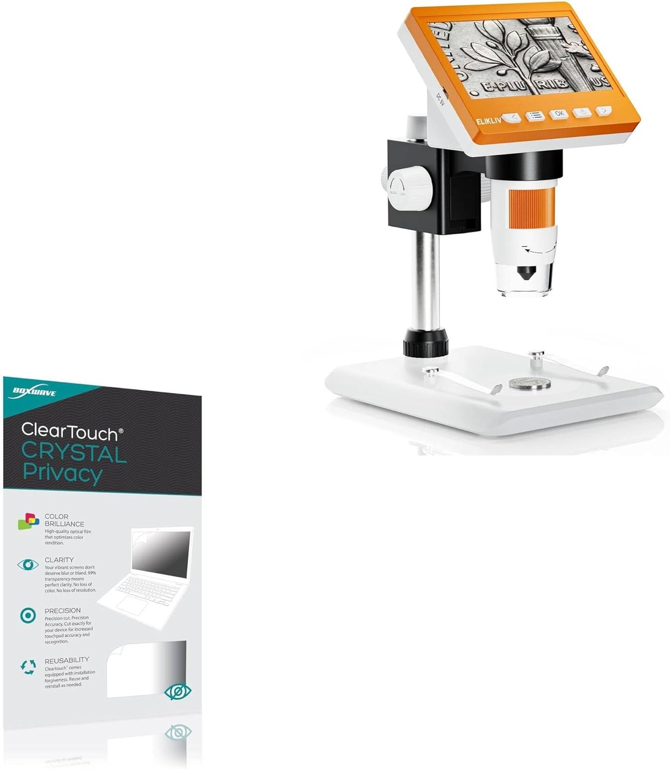BoxWave Screen Protector Compatible with Elikliv Veno Coin Microscope (4.3 in) - ClearTouch Crystal Privacy (2-Pack), Privacy Screen Protector Flexible Film Clear