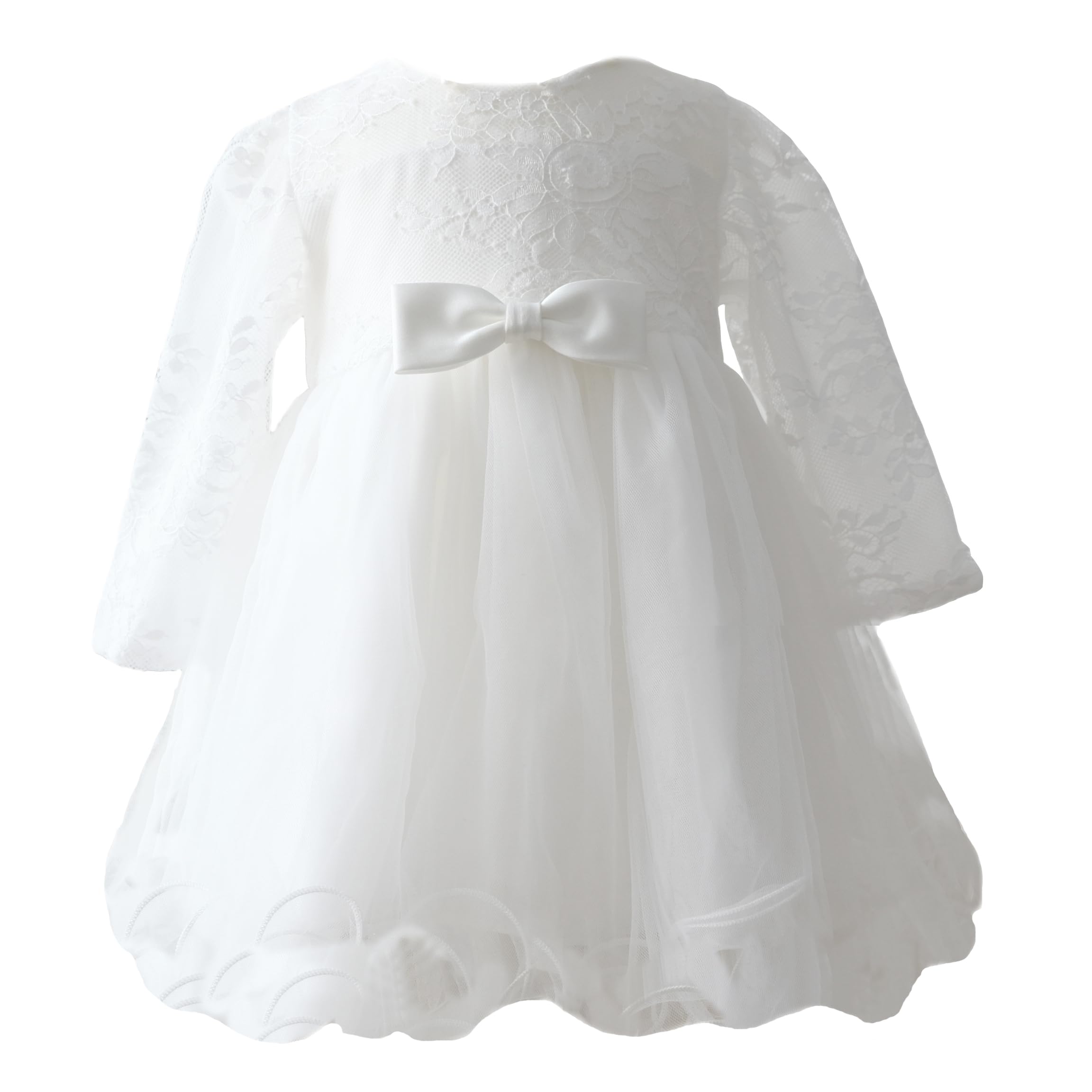 Abito da Battesimo per Bambina in Tulle a Maniche Lunghe M28