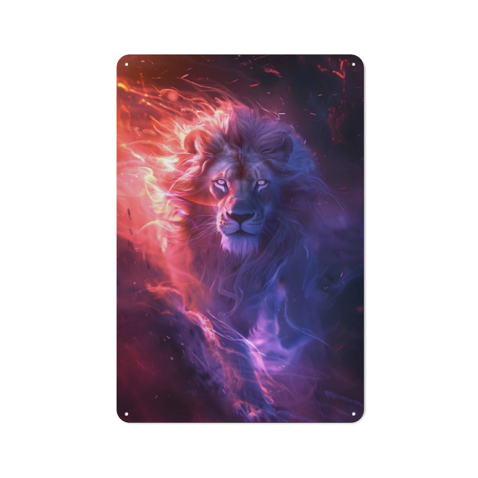 Junmoney Blazing Mane Lion Metal Wall Sign 30X20cm, Rustic Decor For Hallway Wall, For Metal Sign Collectors, For Garage And Workshop Walls