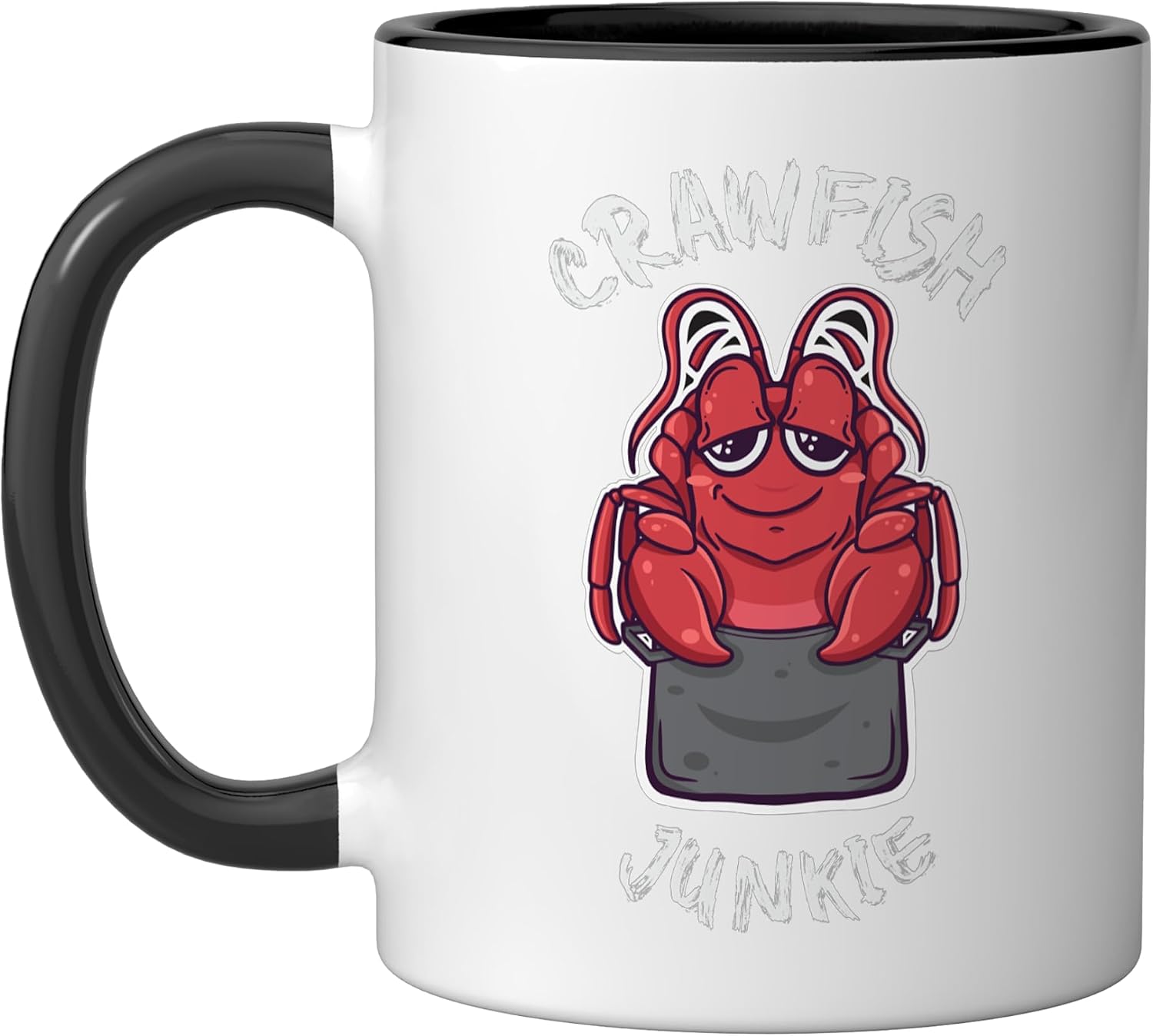 Cute Kawaii Crawfish Junkie Cajun Crawfish Boil Seafood Ceramic Mug, Black/White, 15oz image 4