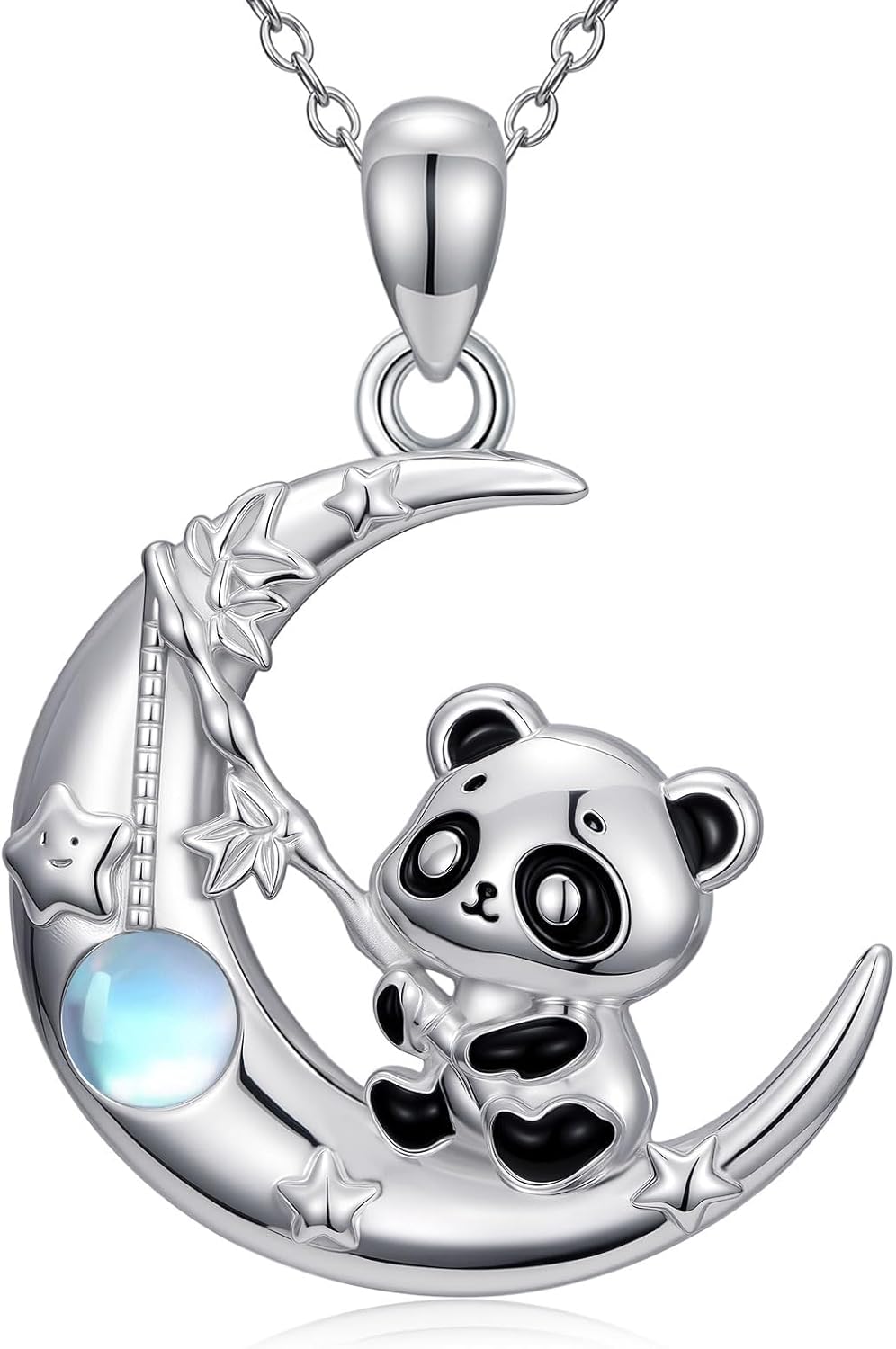 LONAGO Panda Necklace Moonstone Moon Panda Pendant Animal Jewelry Gift for Women