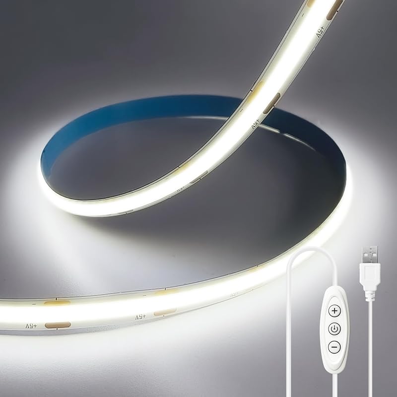 ShineBurky 5V USB COB LED szalag 2m hideg fehér dimmelhető CRI93+