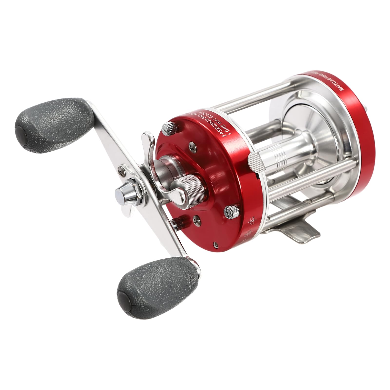 Round Baitcasting Reel #60 Red Left Conventional Reel for Catfish 4.2:1 Gear Ratio Beach Casting High Stability Reel Baitcasting Fishing Reel, Fishing Assistant Reel for Inshore and Deep Sea Fishin