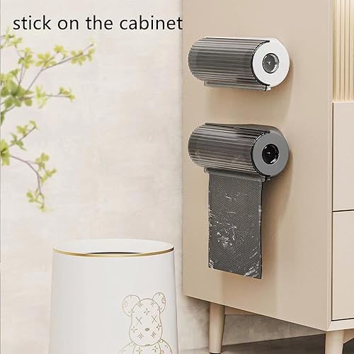 Miniatura 4 de Paquete de 2 cajas de almacenamiento de bolsas de basura, dispensador de bolsas de basura para cocina, baño, montado en la pared debajo del