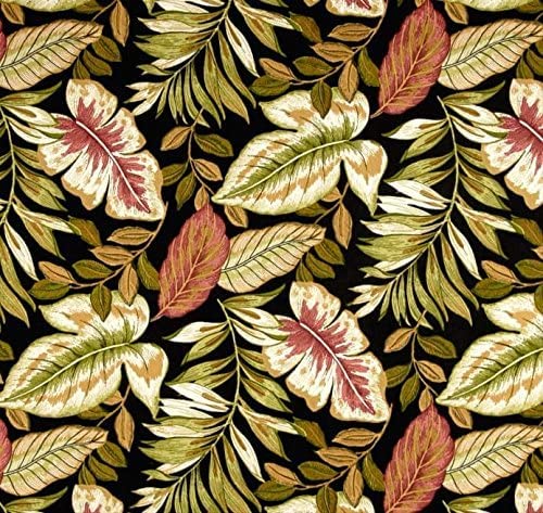 Outdoor Twilight Black, Green, Burgundy Tropical Palm Leaf Cushion For Wicker Loveseat Settee & 2 Matching Chair Cushions； #TOP1