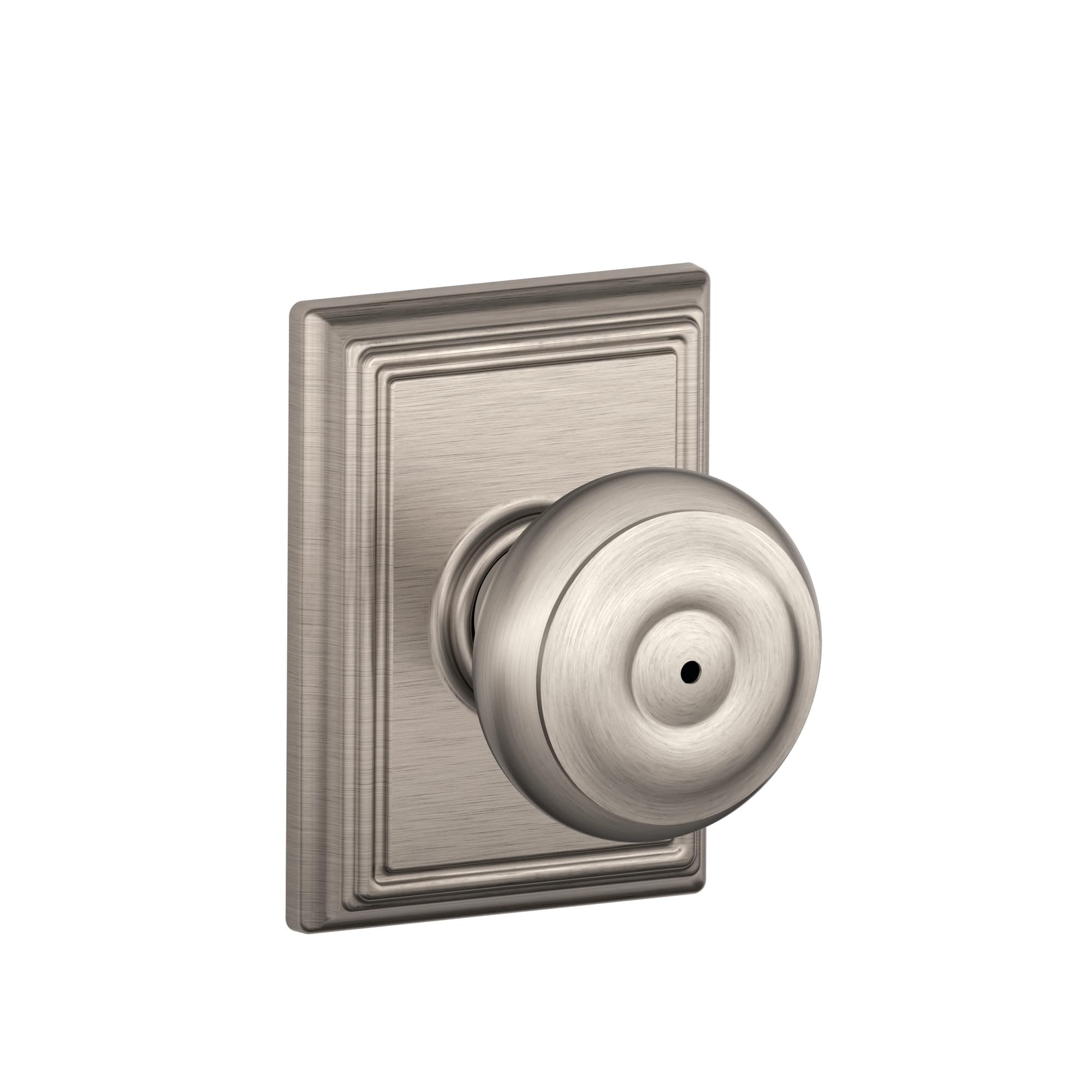 Schlage F40 GEO 619 ADD Addison Door Knob with Addison Trim, Bed & Bath Privacy Lock, Satin Nickel