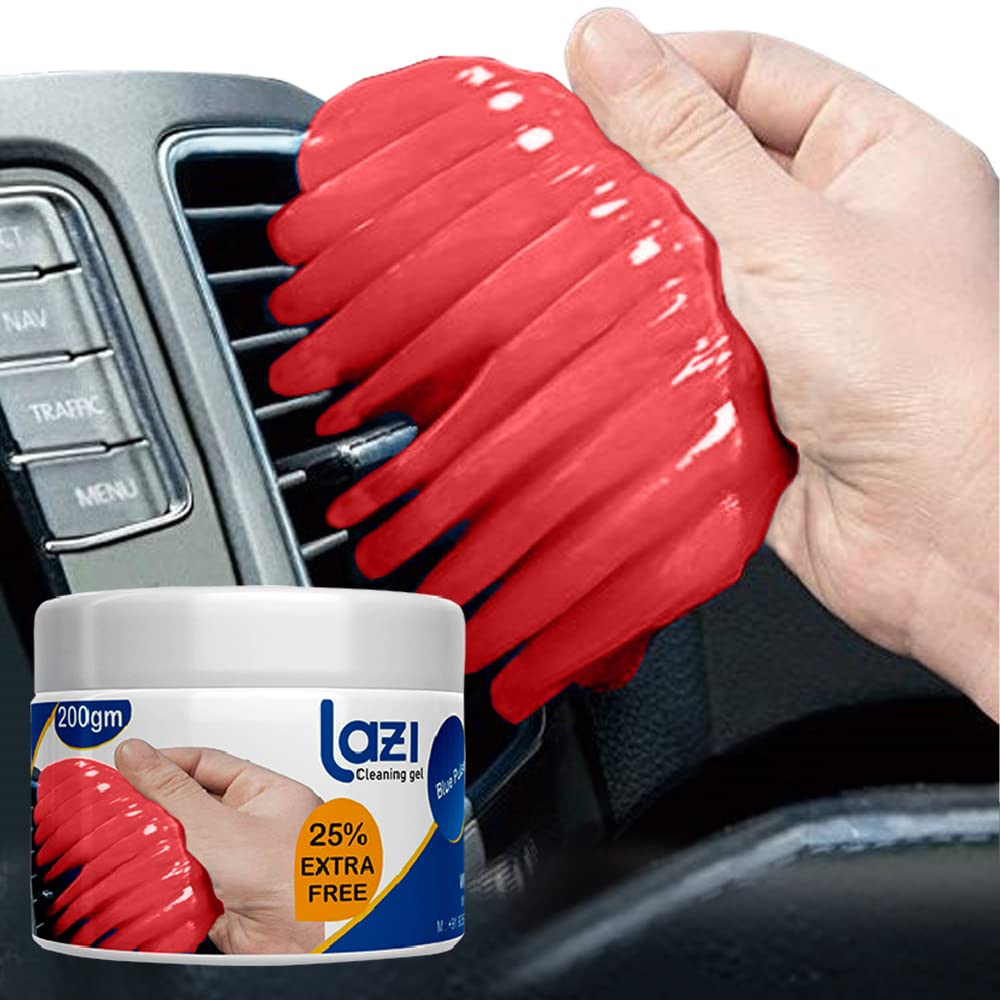 LAZI(200gm X Pack of 1) Multipurpose Car Ac Vent Dashboard Interior Dust Dirt Cleaner Sticky Jelly Putty Kit for Vehicle Interior Keyboard PC Laptop Electronic Gadgets appliances Reusable Cleaning Gel