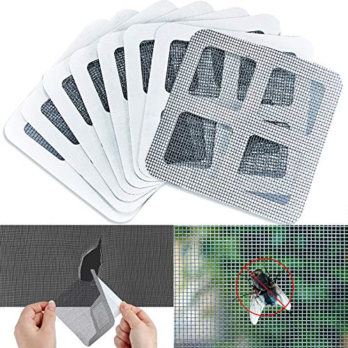 50 Pieces Window Screen Repair Patches Kit Self Adhesive Screen Door Repair Kit Replacement Window Screen Repair Tape For Holes Tearing Quick Repair, 3.94 X 3.94 Inches #TOP15