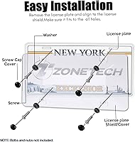 Vista 4 de Zone Tech - Protectores transparentes para marco de matrícula, paquete de 2 protectores de burbujas para todo tipo de clima, se adapta a cualquier
