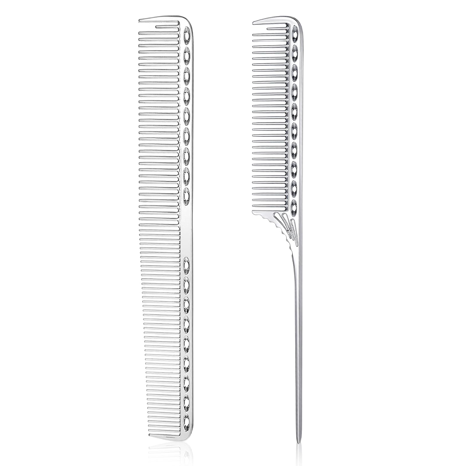 2 PCS Metal Comb for Men Space Aluminum Stainless Steel Fine Tooth Comb