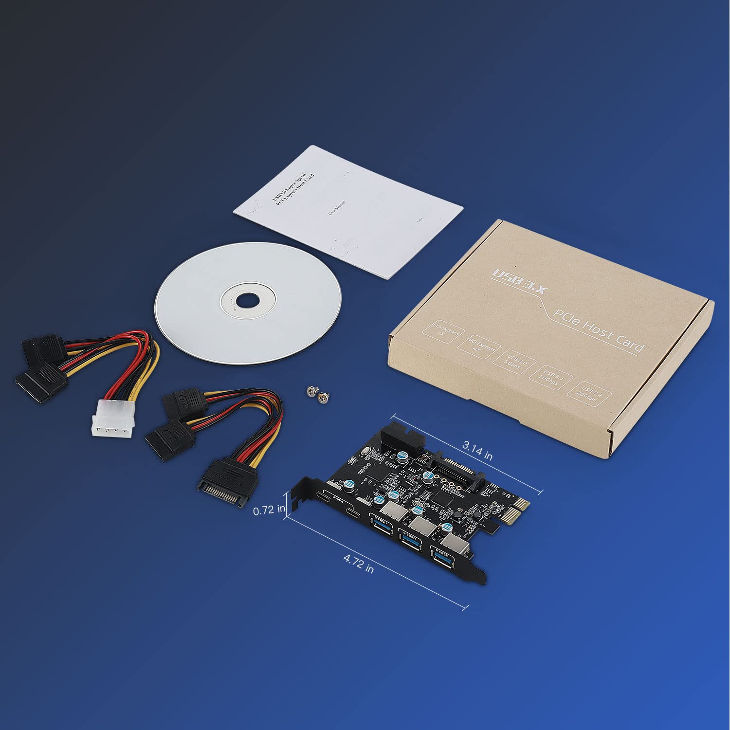 Tarjeta de expansión PCI-E x 1 a USB, 3.0 5Gpbs (3 A - 2 C interno de 19 pines) Placa base PCI Express PCIE 3.15 4.72 0.7 pulgadas, SF3A2C, pulgadas 7