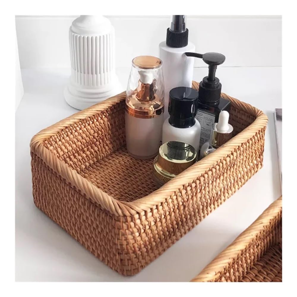 Cestino Contenitore per Cucina, Confezione da 1, Articoli per la casa, Vimini di Rattan Intrecciato a Mano, Rettangolare