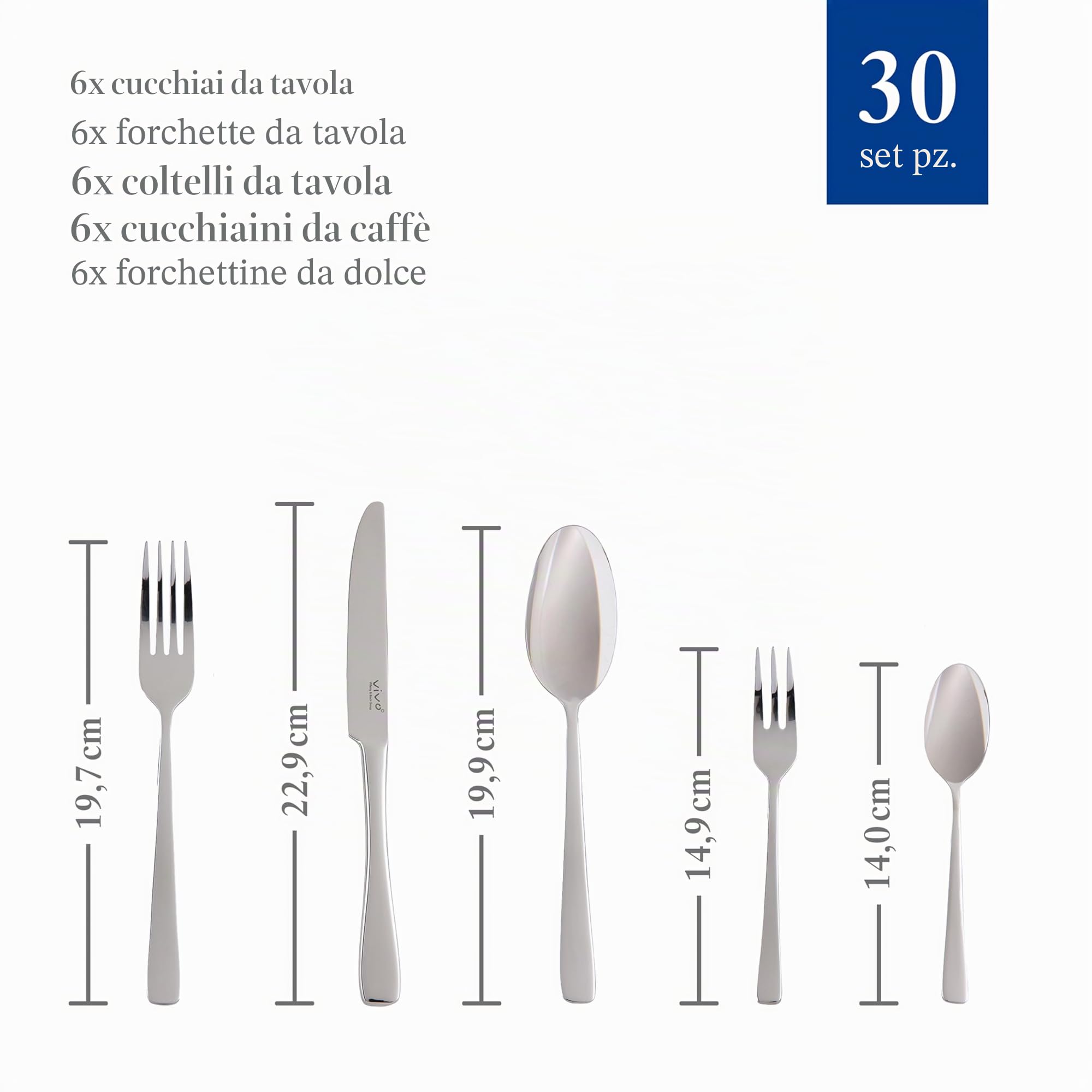 vivo – Villeroy & Boch Group – Voice Basic posate da tavola, 30 pz., per max 6 persone, acciaio inox, inossidabili, lavabili in lavastoviglie