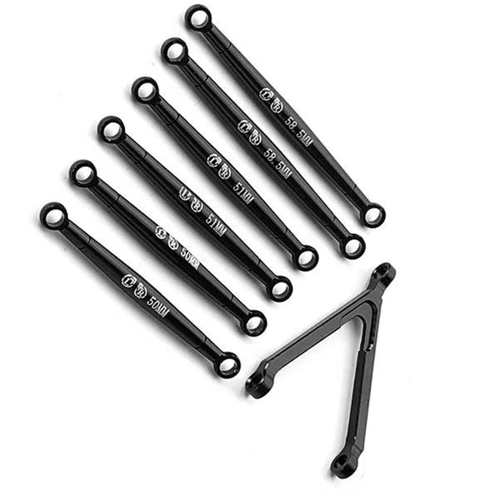 Varilla de Tracción para Axial SCX24 1/24 RC Car Parts 7 Piezas Distancia Entre Ejes RC Juego De Varillas Enlace Dirección Aleación Aluminio(Black)