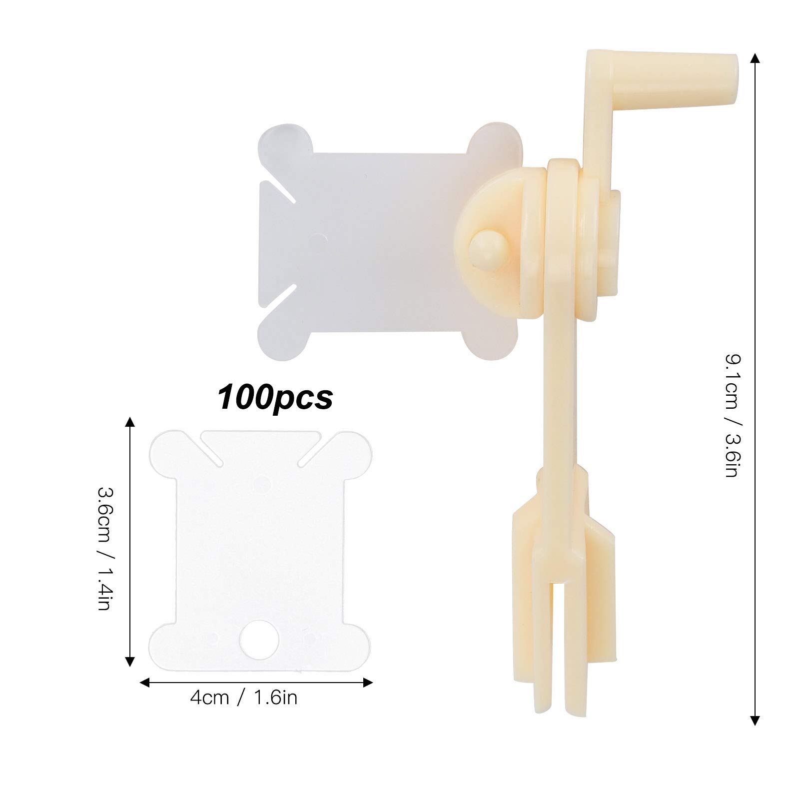 100 Bobine Porta Filo In Plastica Trasparente Da 3,8x3,6 Cm Con Clip, Per Ricamo E Punto Croce - 2