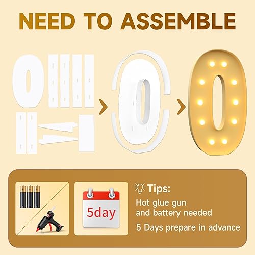 Miniatura 54 de Números iluminados grandes de 4 pies, números de marquesina 2 para decoraciones de cumpleaños de 21 para niños y niñas, números gigantes iluminados