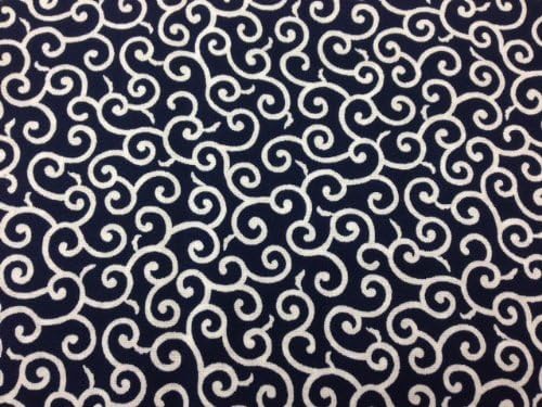 Cotton Furoshiki - Japanese Traditional Wrapping Cloth (Karakusa Blue) with Original Furoshiki Wrapping Instruction - 19.7 Inch x 19.7 Inch