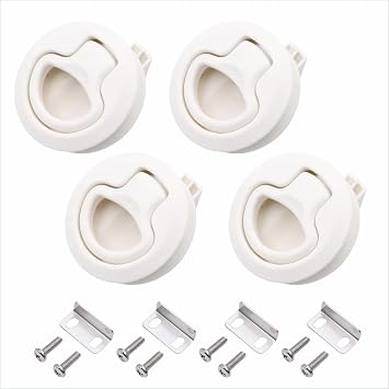 2-Inch Slam Hatch Flush Pull Latch for Boat and RV, Marine Deck Cabin Door Pull Handle, Lift Ring Locker Hardware, Plastic