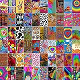 60 Pieces Indie Room Decor for Bedroom,Aesthetic Grunge Kidcore Photo Collage Kit Wall Art Pictures Indie Collage Kit for Teen Girls, 4x6inch Photo Collection