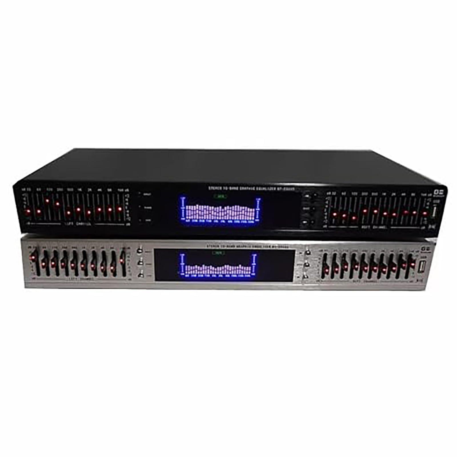 Ecualizador de Efectos gráficos Digitales, Esquema de Sonido Hi-Fi de 20 Bandas, con Control Remoto, Ajuste dinámico de Ritmo, Medios y Graves, para Estudio doméstico y grabación.(Black)