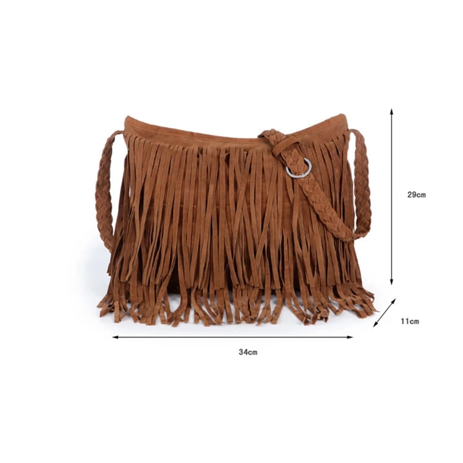 Borsa a tracolla in pelle con frange da donna e regolabile in maglia Per chi viaggia e ama il tempo libero(Color3)