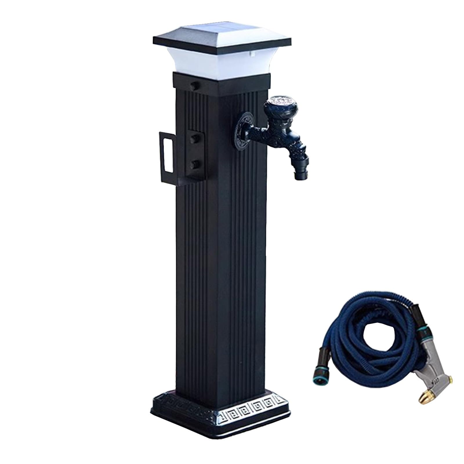 WOTZOV Illuminated Outdoor Faucet, Frost-Proof Aluminum Water Column, 41" Floor Mount Hose Spray Gun For Farm & Backyard Irrigation & Washing，H:60.5CM/23.8IN