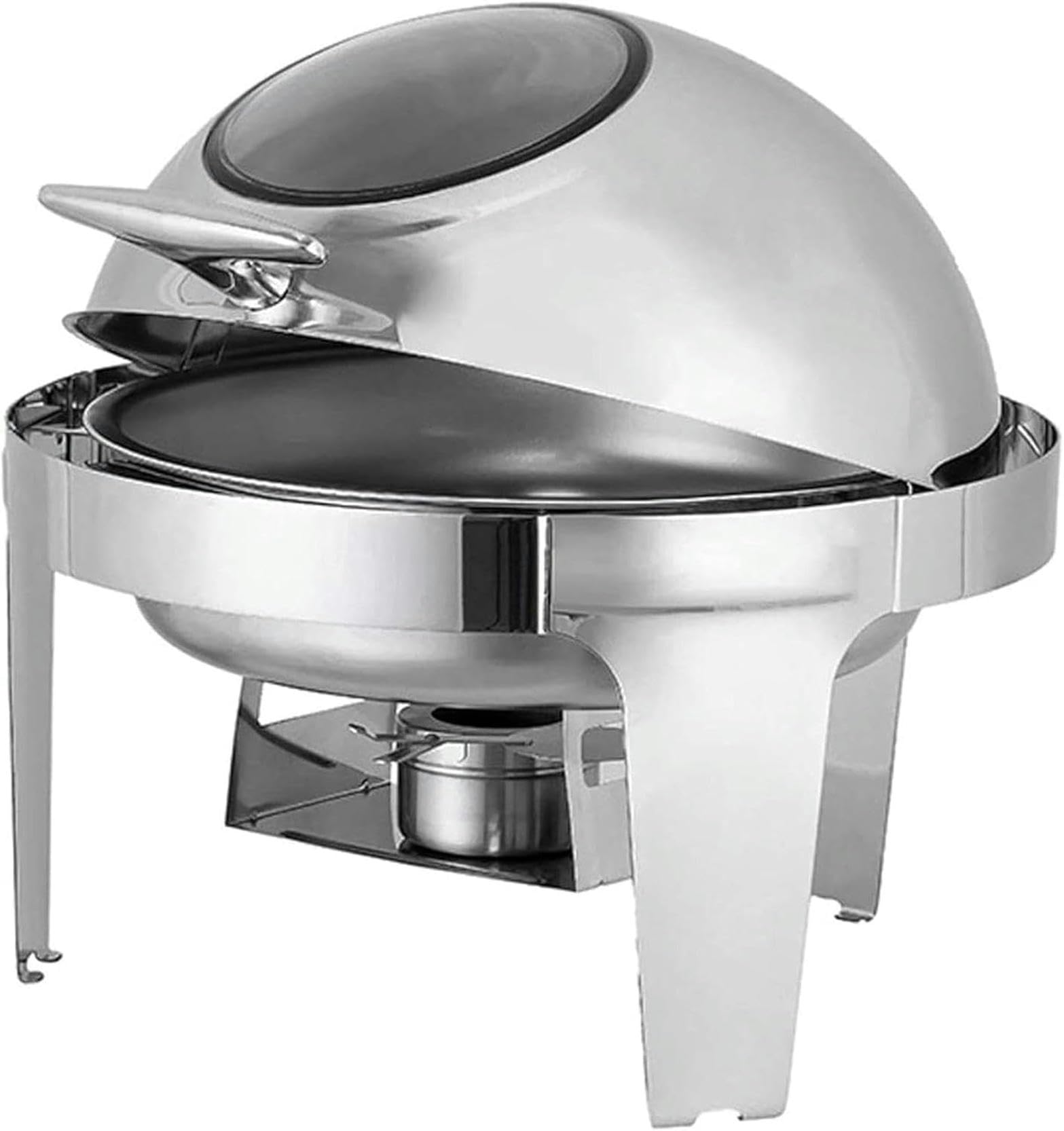 Chafing Dish Rotondo in Acciaio Inox,Set di Chafing Dish Scaldavivande Buffet,con Teglie per Alimenti E Porta-Combustibile,Set Scaldavivande per Catering,Buffet E FES