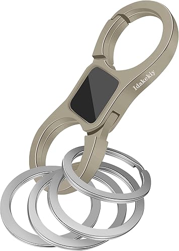 Idakekiy Llavero de liberación rápida con resorte con 4 llaveros, llavero de coche resistente organizador para hombres y mujeres