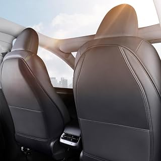 2Pcs Leather Seat Back Kick Protector for Tesla Model 3/Y | Designed for Tesla Model Y/3/S/X Accessories(Includes 2025 Model Y & 2024-2025 Model 3 Highland), Wear-Resistant Kick Mats