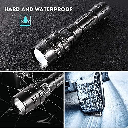 LCOZX LED Torch Rechargeable Super Bright 1600 Lumen 5 Modes Tactical Flashlight with USB Rechargeable Batteries Charger ,IP65 Waterproof Handheld Torches Gift Box for Camping Hiking Emergency