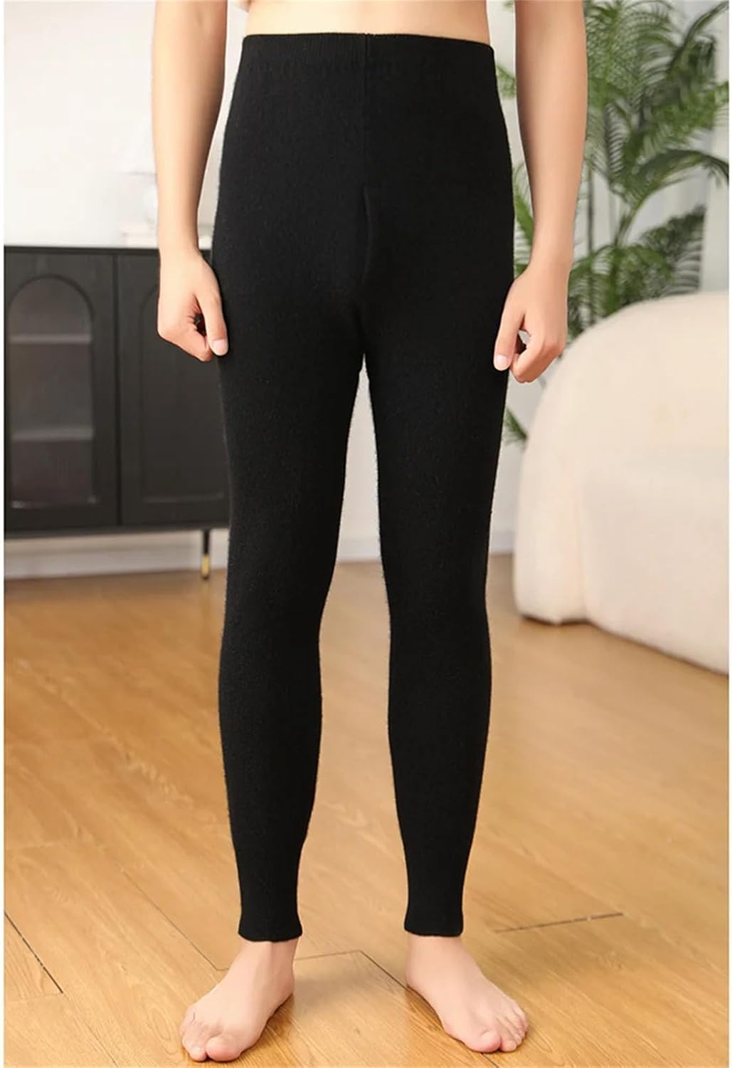 Men's Spring Stretchy Pants Leggings 100 Percent Cashmere Tights Thermal Pencil Pants Knit Bottom