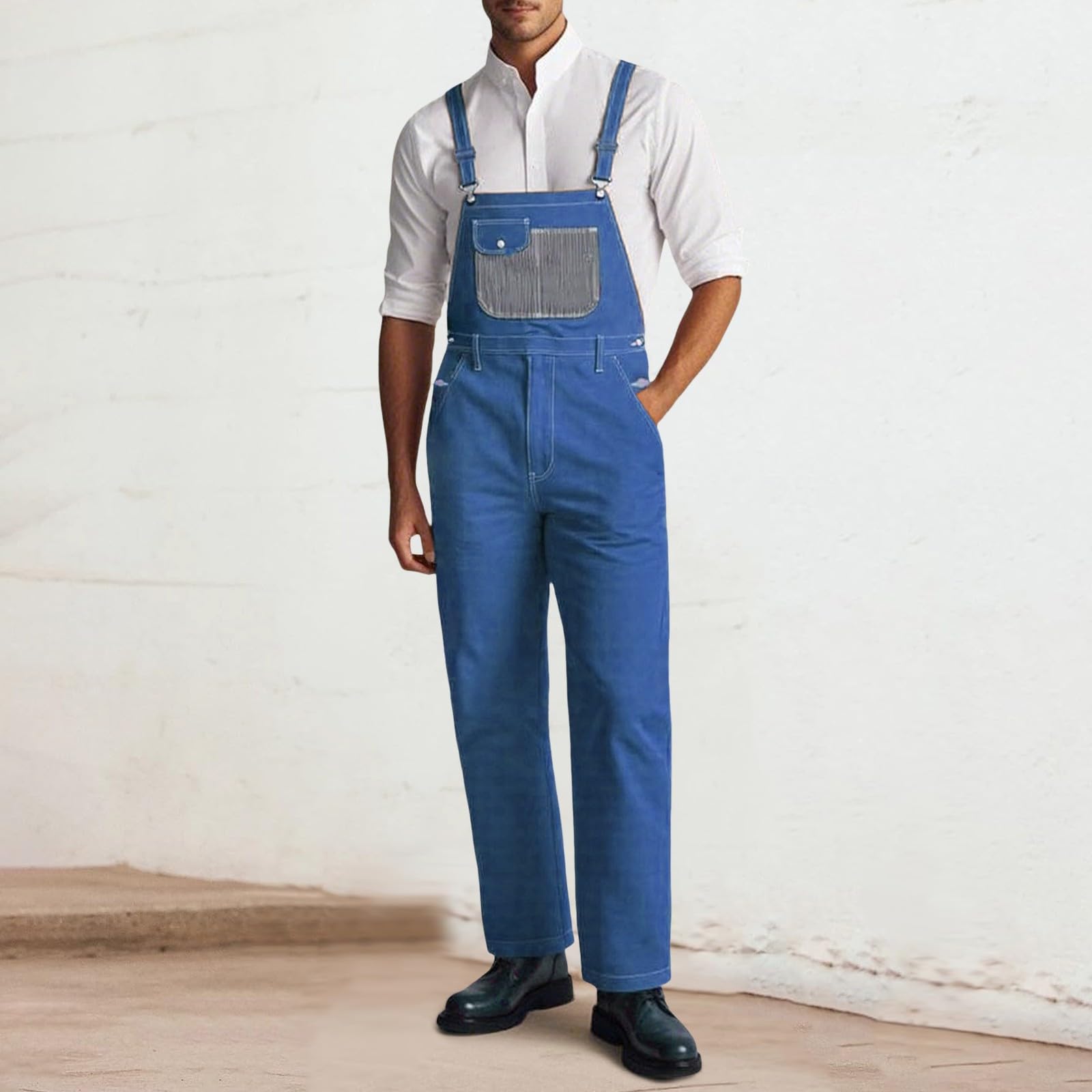 Monos De Trabajo Hombre Holgado Carga Vaqueros Informal Ajustables Jumpsuit Pantalones Casual Ligero Overol Pantalón Grande Suelto Cargo Peto Bolsillo Overall