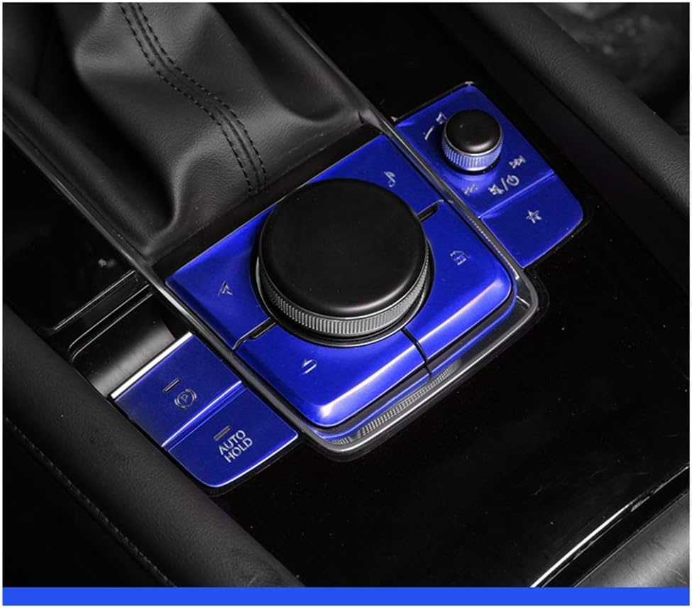 Oritech8 pcs Interior Switches Trim for Mazda 3 CX-30 CX30 2019 2020 2021 Center Console Auto Hold Switch P Button Multi-Media Button Cover Trim Aluminum Stickers Blue