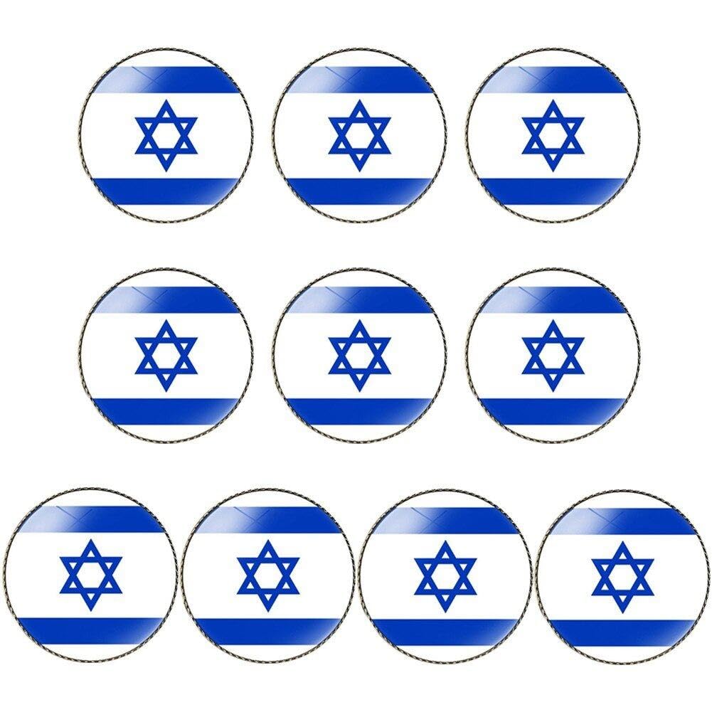 Luxylei As Shown Israel Flag Metal Label Pin Round Israeli Flag Badge Brooch Pins Patriotic Israel Brooch For Clothes Hat Backpack