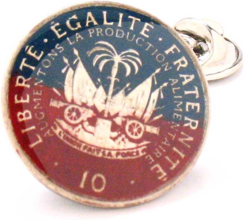 Haiti Coin Tie Tack Lapel Pin Suit Flag Haitian Ayiti Bijou Mare tack lapli Caribbean Kostim Drapo Country Cool Unique Antique Vintage