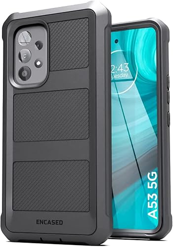 ENCASED Falcon Armor - Carcasa para Samsung Galaxy A53 5G con protector de pantalla integrado (negro)