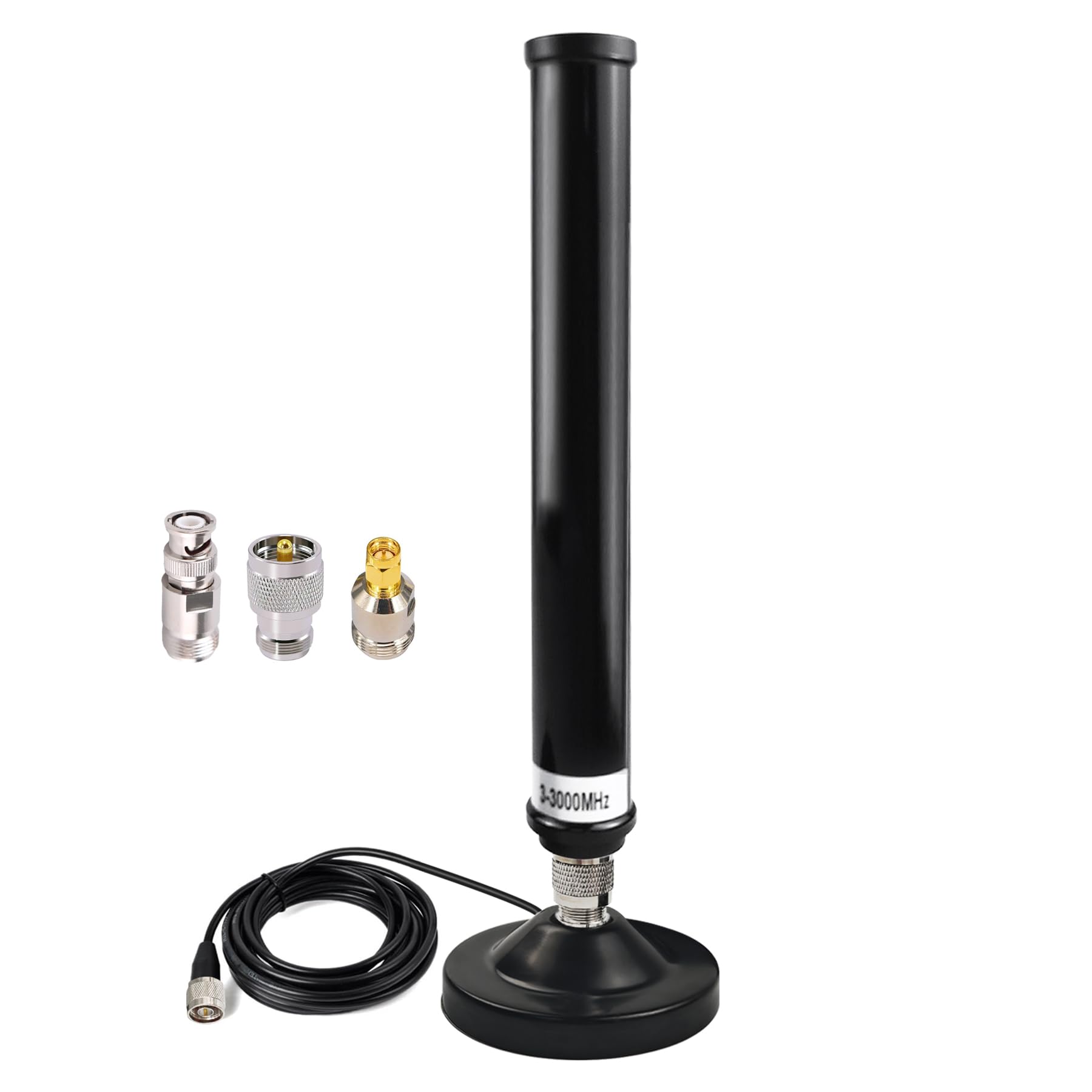 Antena de escáner de escritorio con soporte magnético, conector N macho de 13 pies con adaptadores BNC SMA SL16 para radio de coche, camión, VHF, UHF, FM, SDR, banda ancha, móvil, uso interior y