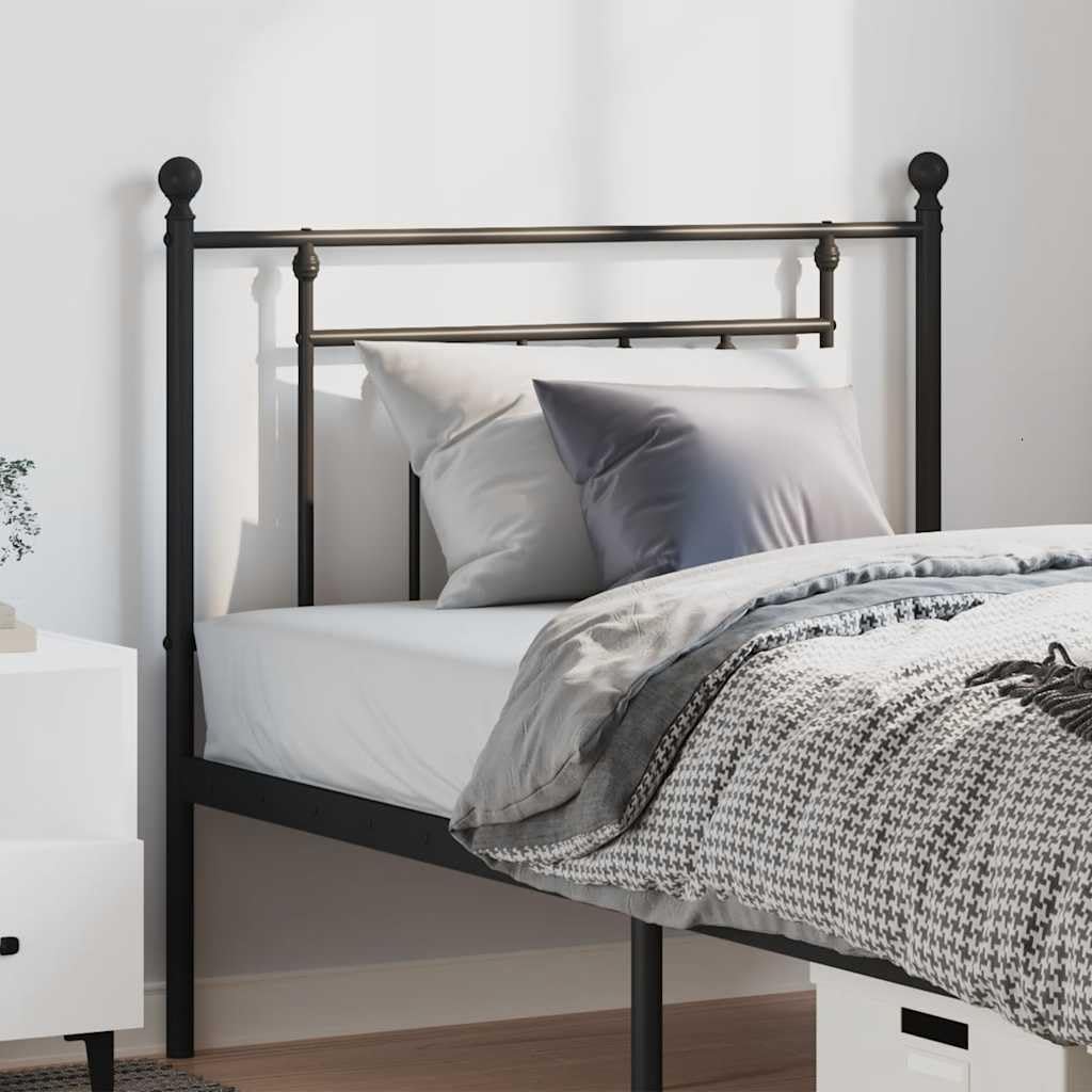 Testiera di ricambio in metallo verniciato a polvere, colore nero, 100 cm, resistente per telaio letto, schienale stabile, facile da montare
