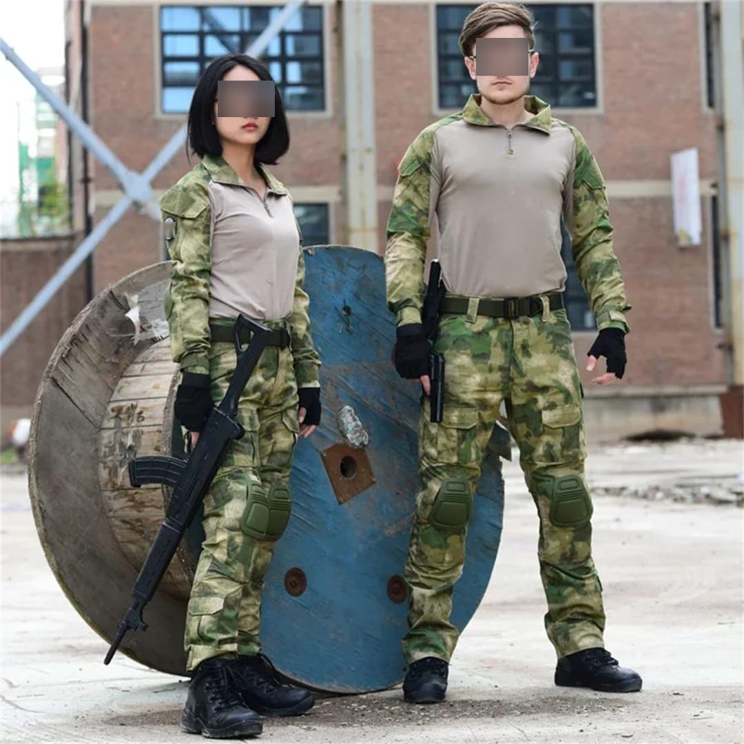 Suwequest Tenue tactique avec chemise, pantalon, tenue d'extérieur Camo1, vêtements de randonnée et de chasse