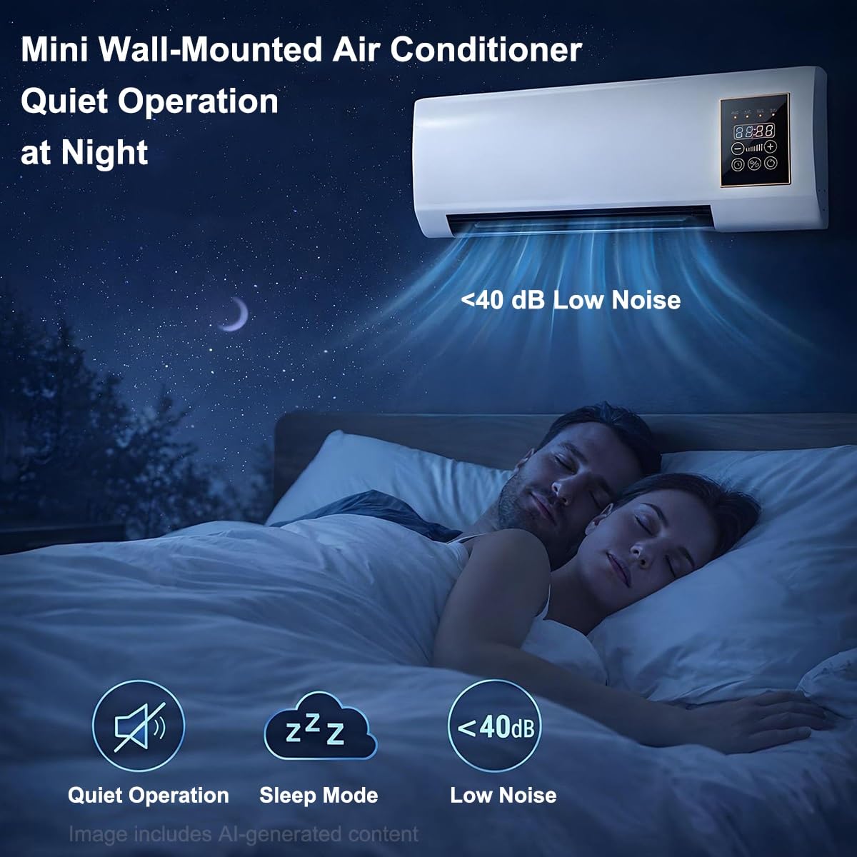 Climatizzatore Portatile Senza Condotti, Condizionatore D'Aria Da Parete | Raffreddamento e riscaldamento rapidi, ultra silenzioso, installazione a parete semplice, per camera da letto e soggiorno