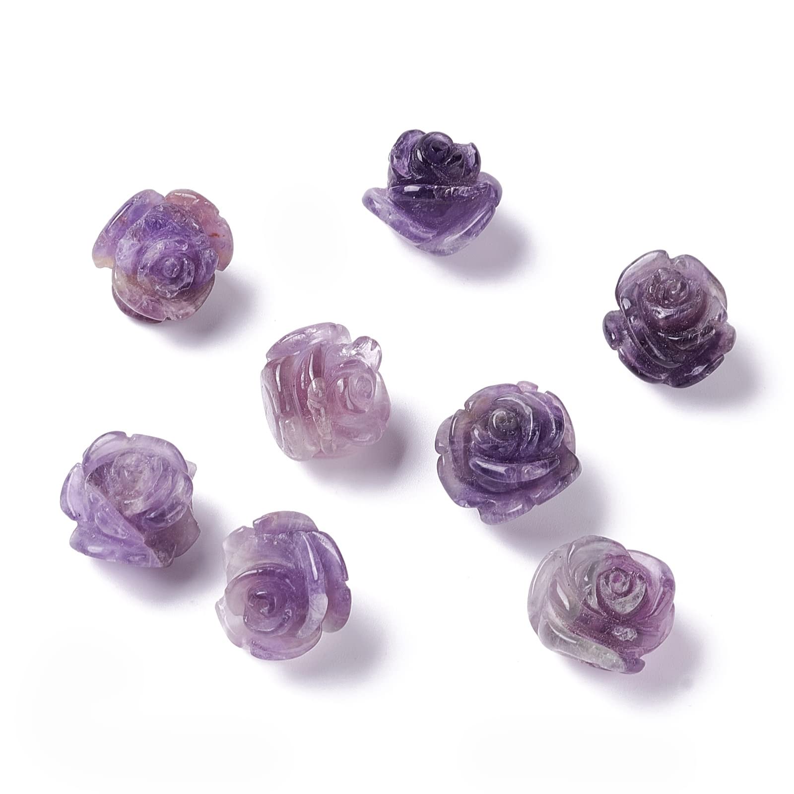 PandaHall 10pcs Flower Shape Gemstone Beads Natural Amethyst Stone Beads Chakra Healing Loose Beads for DIY Bracelet Necklace Jewelry Making, Hole: 1.4mm โ image 1