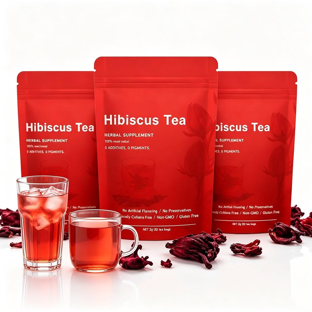 Naturalna suszona ziołowa herbata bezkofeinowa z owoców hibiskusa | Bezglutenowa kwaśna herbata kwiatowa do relaksujących łyków przez cały(3pcs)