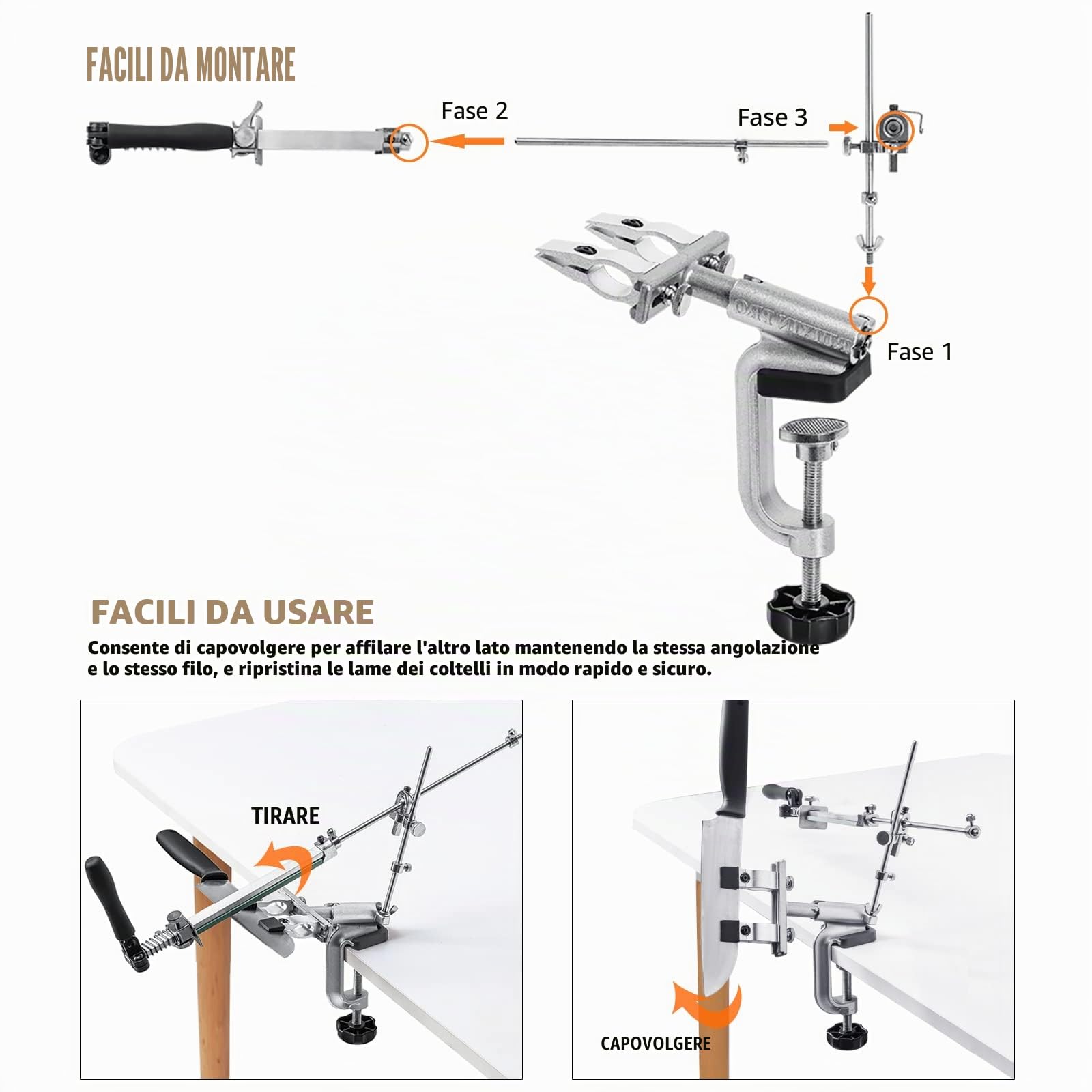 RUIXIN PRO RX-009 - Affilacoltelli professionale con 10 pietre per affilare, rotazione a 360°, design a rotazione in acciaio inox ad angolo fisso, kit per affilare coltelli da cucina e sistema