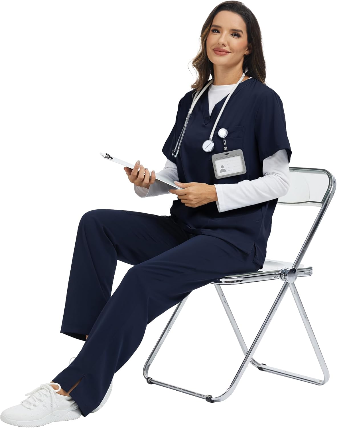 Tapata Scrub Pants for Petite Women 26"/28" Inseam Straight Leg Cargo Drawstring Bottoms with 5 Pockets - Image 7