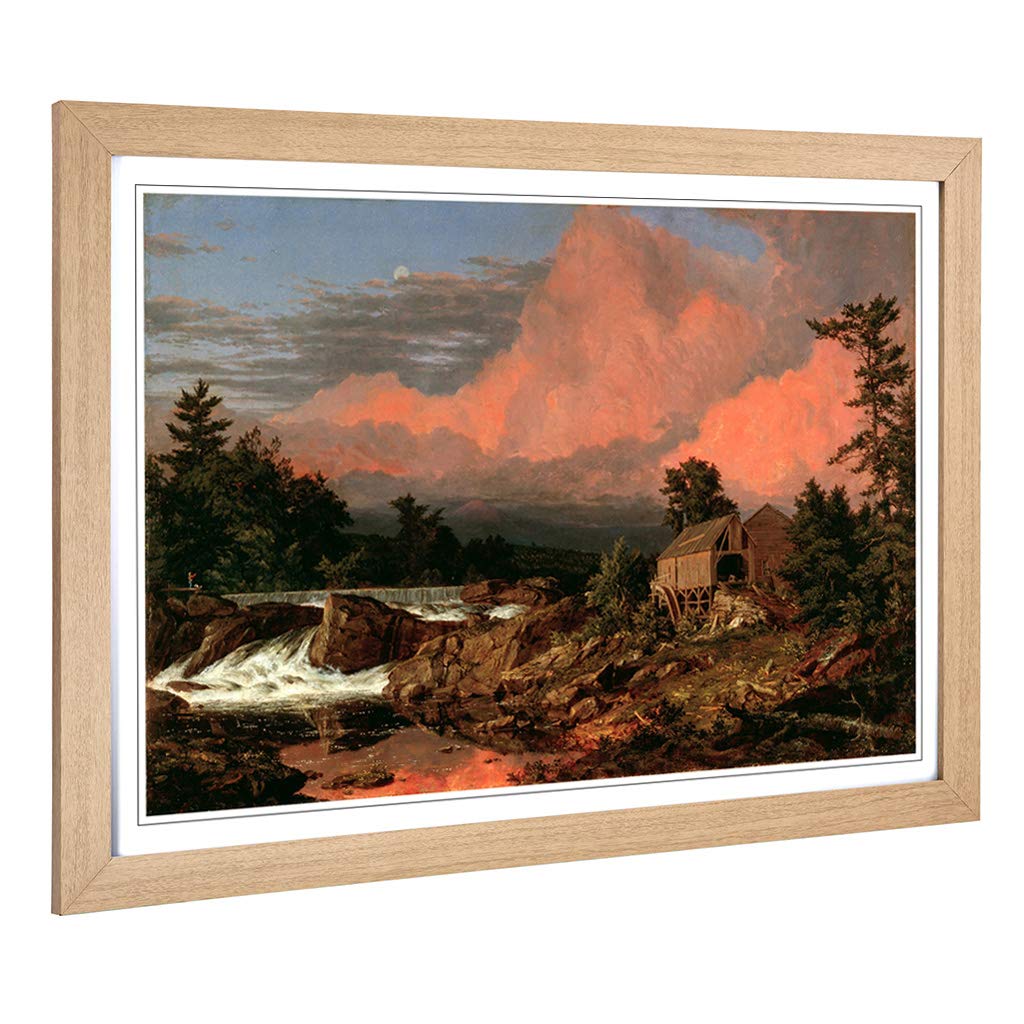 Big Box Art Framed Print of Frederic Edwin Church Rutland Falls Design | Wall Art Picture | Home Decor for Kitchen, Living Room, Bedroom, Hallway, Oak, A2 / 24.5x18 Inch / 62x45cm
